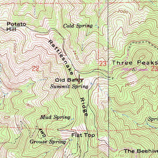 Topographic Map of Old Baldy, CA
