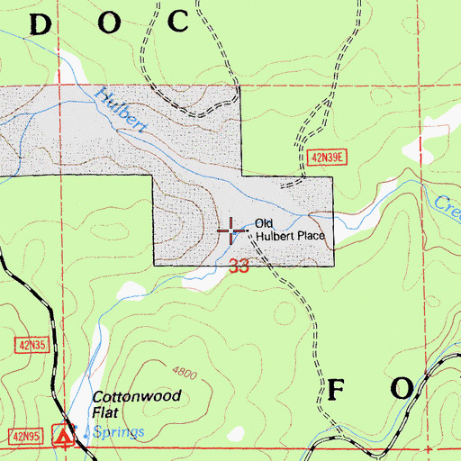 Topographic Map of Old Hulbert Place, CA