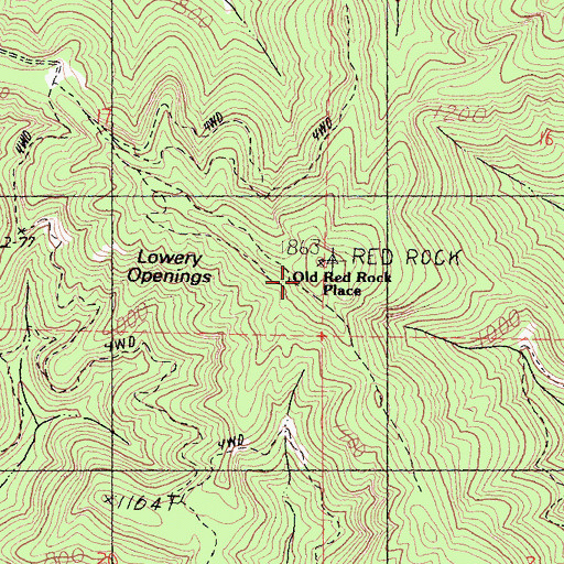 Topographic Map of Old Red Rock Place, CA