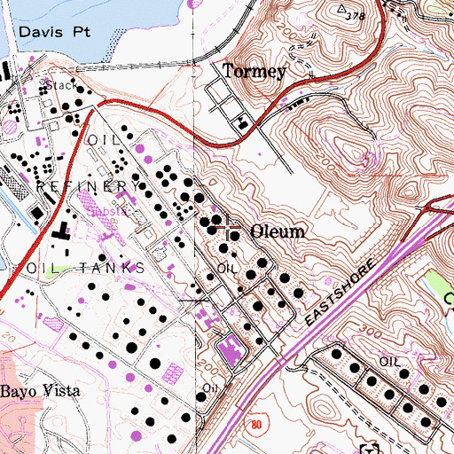 Topographic Map of Oleum, CA