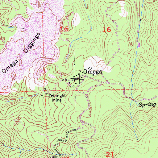 Topographic Map of Omega, CA