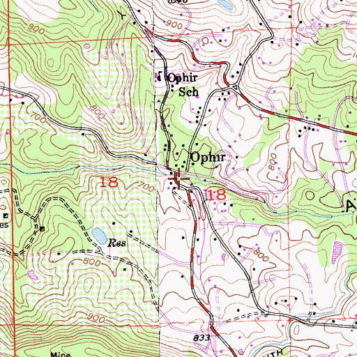 Topographic Map of Ophir, CA