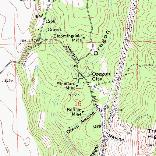 Topographic Map of Oregon City, CA