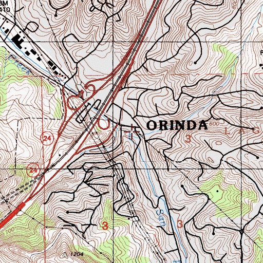Topographic Map of Orinda, CA