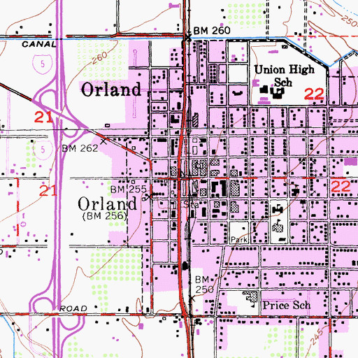 Topographic Map of Orland, CA