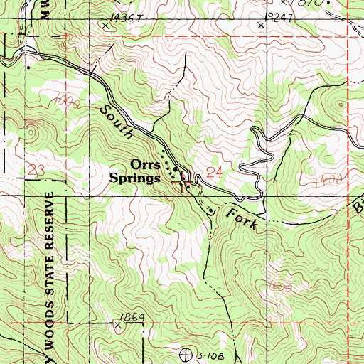 Topographic Map of Orrs Springs, CA