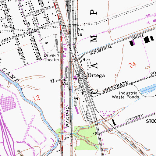 Topographic Map of Ortega, CA