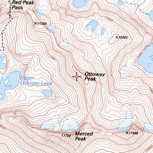 Topographic Map of Ottoway Peak, CA