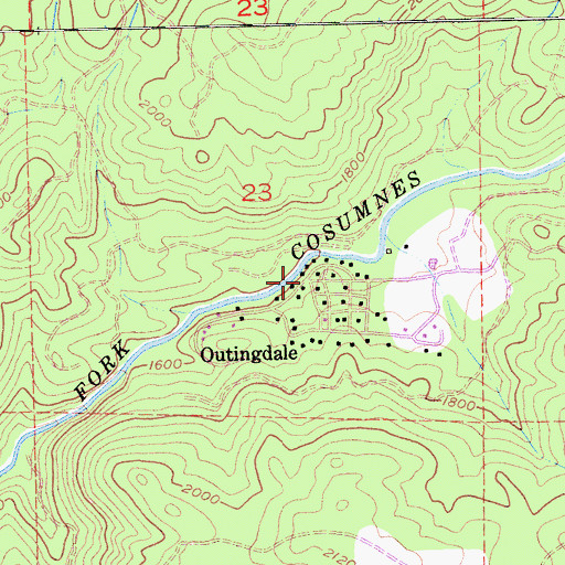 Topographic Map of Outingdale, CA