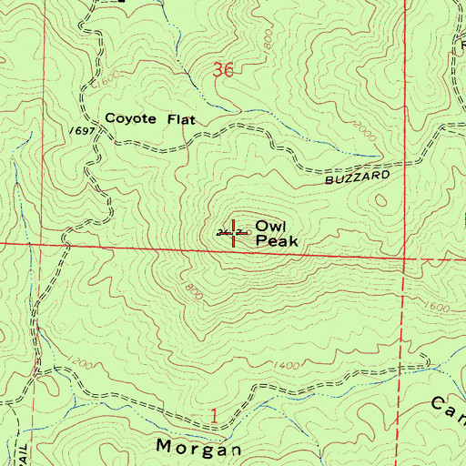 Topographic Map of Owl Peak, CA