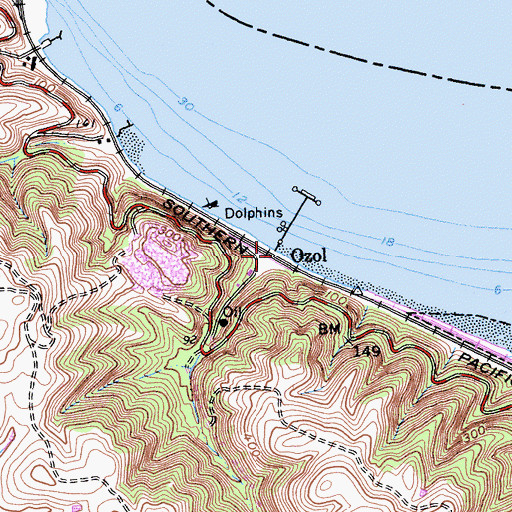 Topographic Map of Ozol, CA