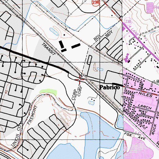 Topographic Map of Pabrico, CA