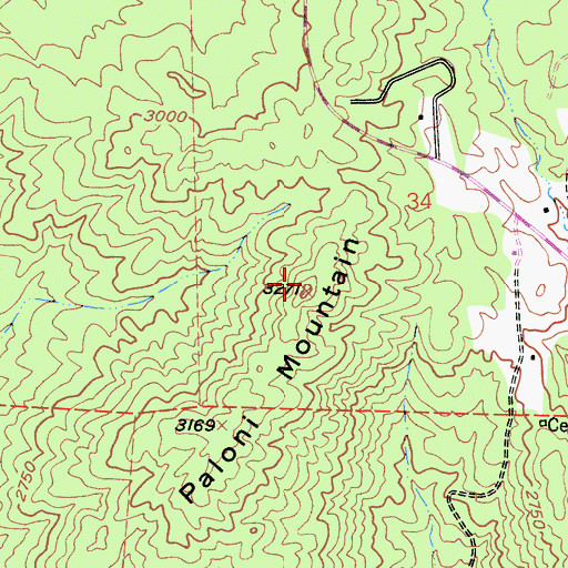Topographic Map of Paloni Mountain, CA