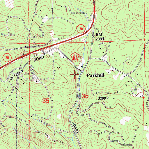 Topographic Map of Parkhill, CA