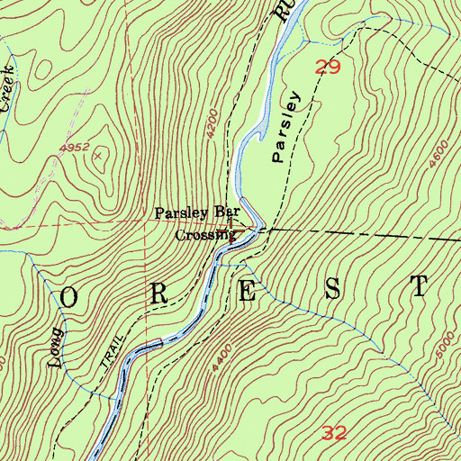 Topographic Map of Parsley Bar Crossing, CA