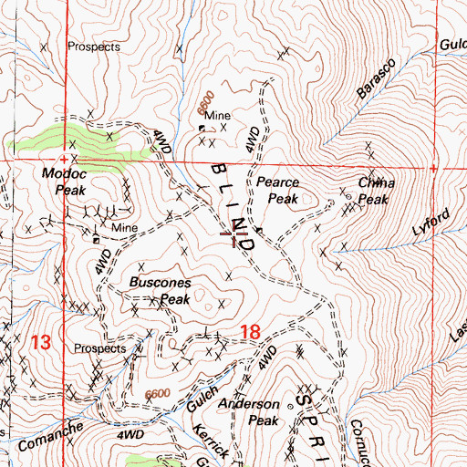 Topographic Map of Pearce Peak, CA