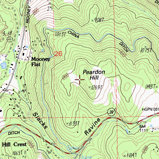 Topographic Map of Peardon Hill, CA