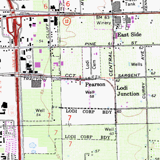 Topographic Map of Pearson, CA