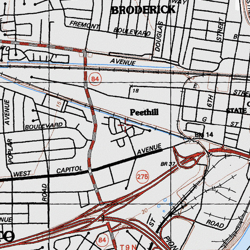 Topographic Map of Peethill, CA