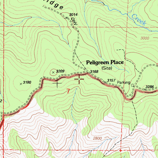 Topographic Map of Peligreen Place, CA
