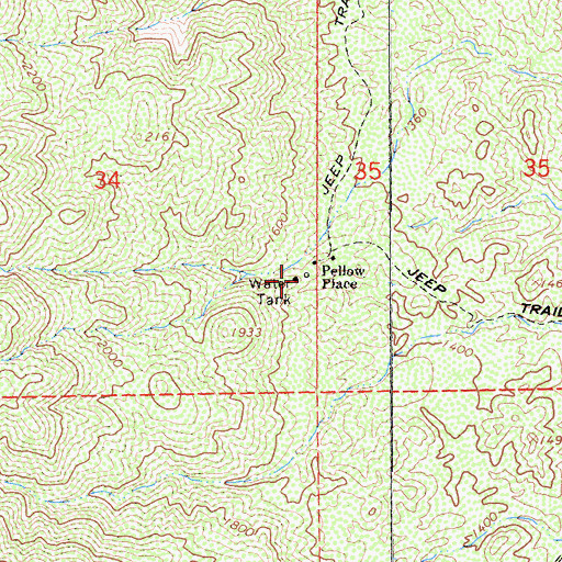 Topographic Map of Pellow Place, CA