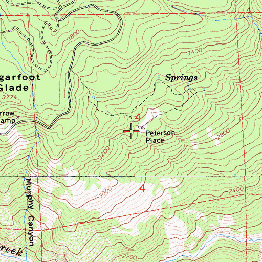 Topographic Map of Peterson Place, CA