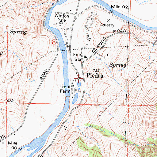 Topographic Map of Piedra, CA