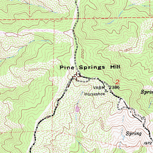 Topographic Map of Pine Springs Hill, CA