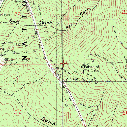 Topographic Map of Palace of the Oaks, CA
