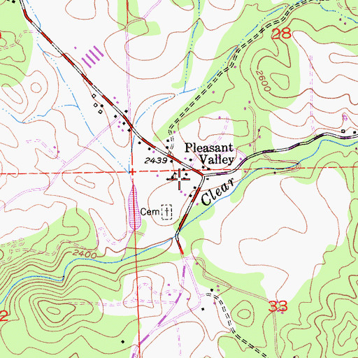 Topographic Map of Pleasant Valley, CA