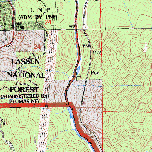 Topographic Map of Poe, CA