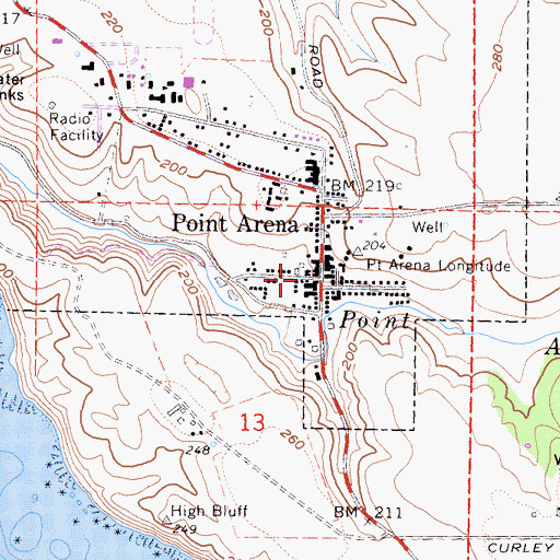 Topographic Map of Point Arena, CA