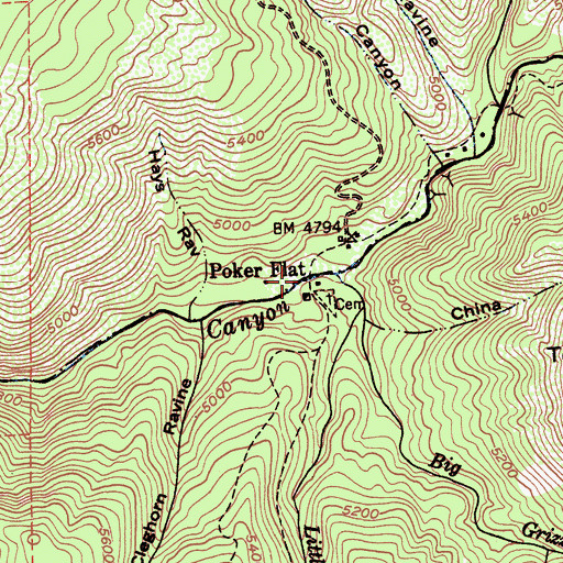 Topographic Map of Poker Flat, CA