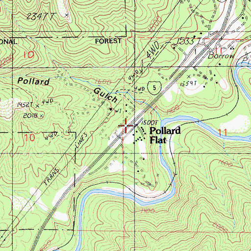 Topographic Map of Pollard Flat, CA