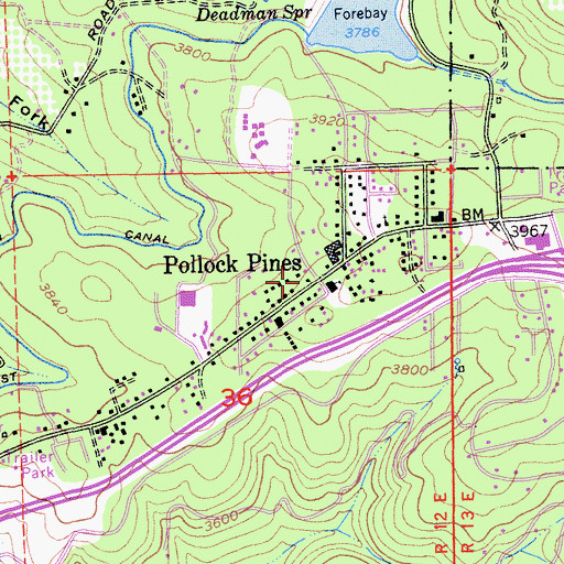 Topographic Map of Pollock Pines, CA