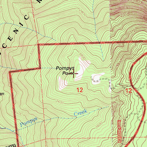 Topographic Map of Pompys Point, CA