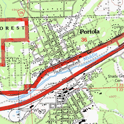 Topographic Map of Portola, CA