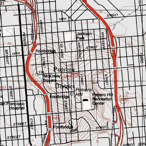 Topographic Map of Potrero District, CA