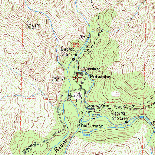 Topographic Map of Potwisha, CA