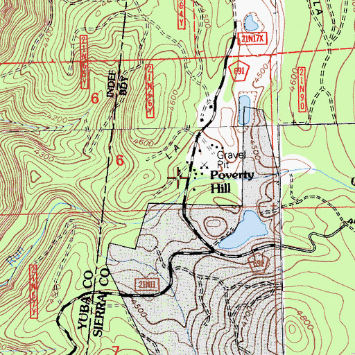 Topographic Map of Poverty Hill, CA
