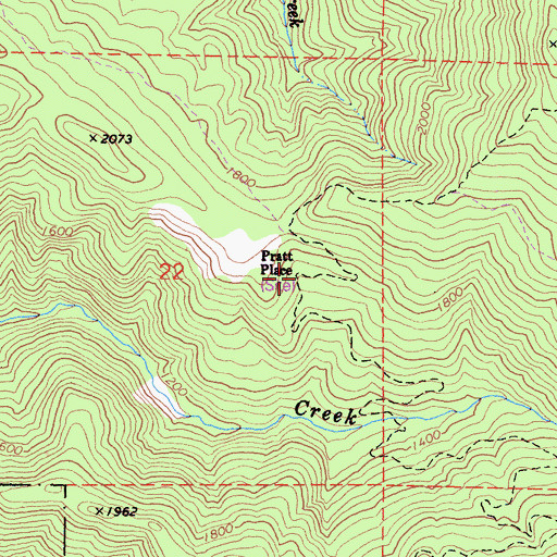 Topographic Map of Pratt Place, CA