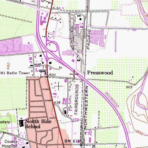 Topographic Map of Presswood, CA