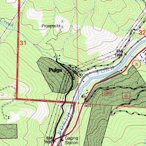 Topographic Map of Pulga, CA
