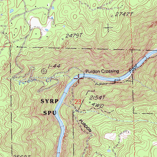 Topographic Map of Purdon Crossing, CA