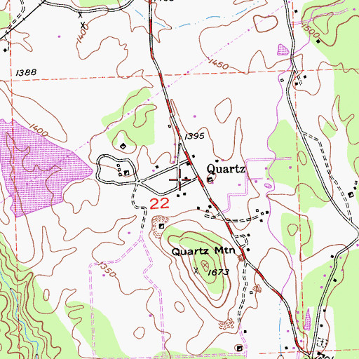 Topographic Map of Quartz, CA