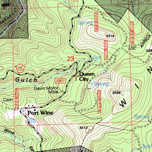 Topographic Map of Queen City, CA
