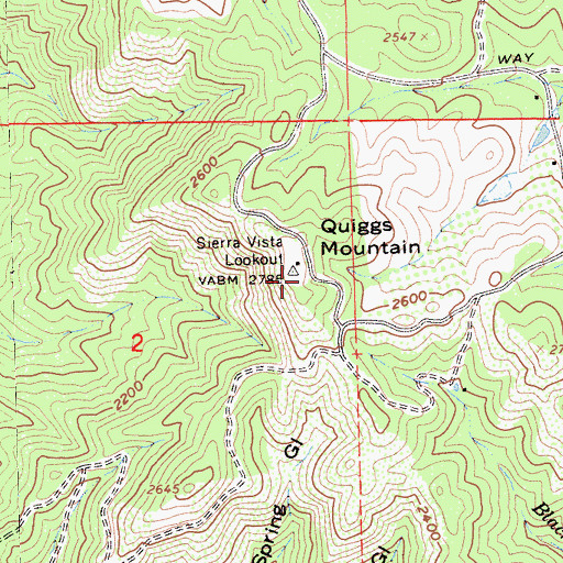 Topographic Map of Quiggs Mountain, CA