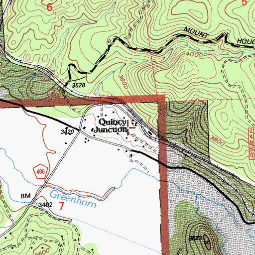 Topographic Map of Quincy Junction, CA