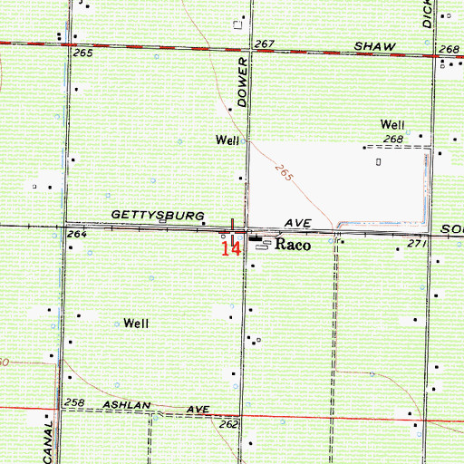 Topographic Map of Raco, CA