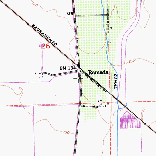 Topographic Map of Ramada, CA